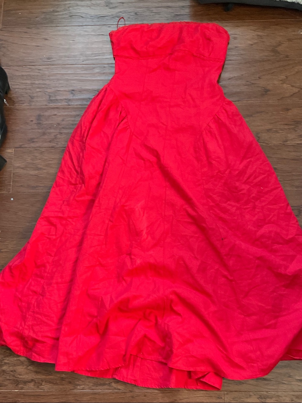 Classic Strapless Red A-Line Evening Dress
